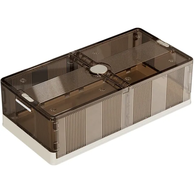 Triumpunpre Opbergbox onder het Bed - Set van 2, Opvouwbaar met 6 Wielen, Transparant Deksel & Verborgen Handgrepen - 100 x 50 x 25 cm (125L per stuk) - Transparant Bruin - Voor Kleding, Dekbedden & Schoenen 1 stuck