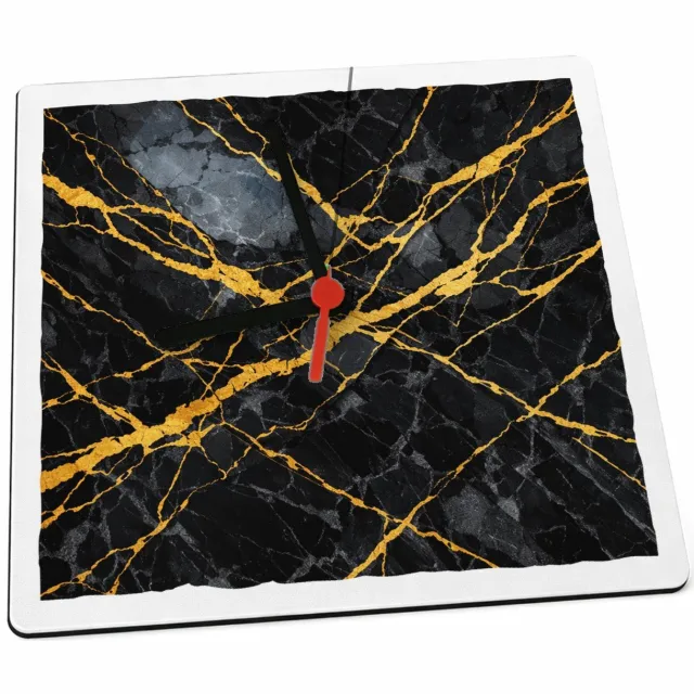 Mr Cadeautjes Klok 19 x 19 - design Luxe nachtelijke steentextuur met subtiele botanische glans | cadeau Wit