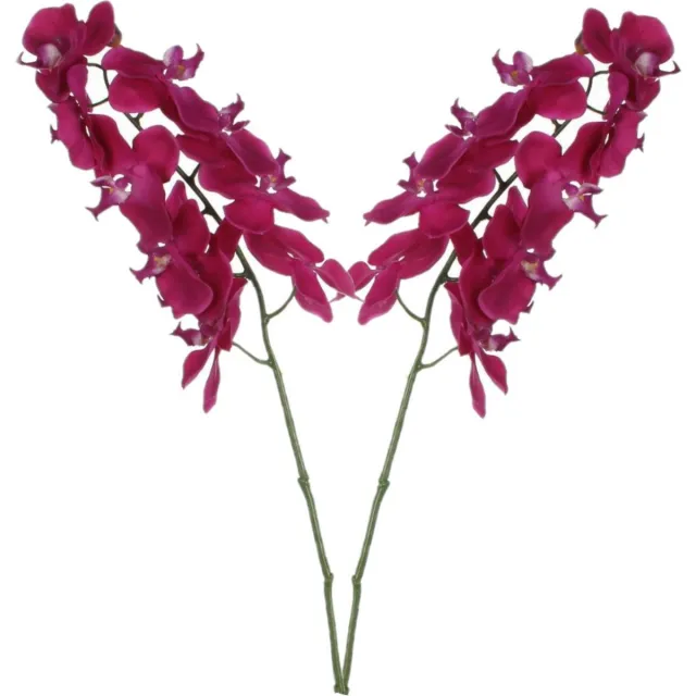 Mica Decorations Kunstbloem Orchidee tak - 2x - diep roze - 71 cm - Kunst zijdebloemen Donkerroze