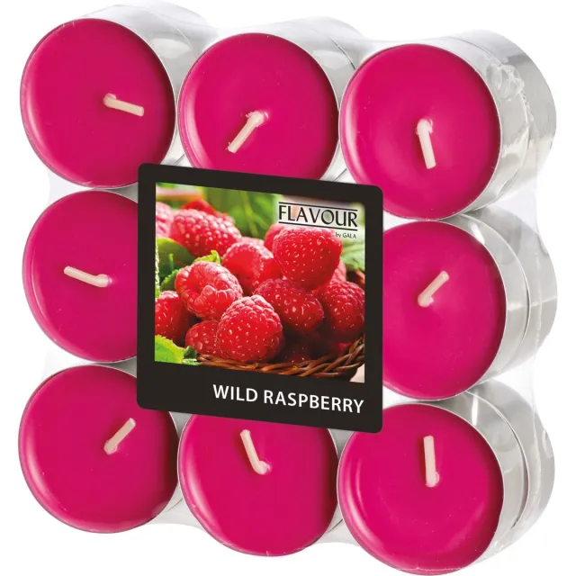 Conpax Candles Geur theelichtjes/waxinelichtjes - 18x - Wild Raspberry aroma - 4,5 branduren Fuchsia