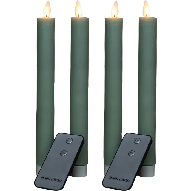 Anna's Collection Led dinerkaarsen - 4x st - jade groen - 23 cm - bewegende vlam - warm jade groen licht