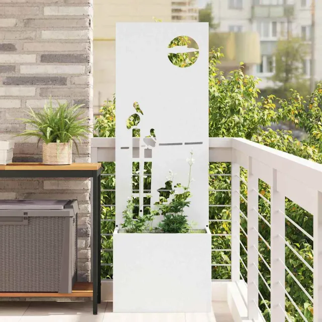 vidaXL Tuin Privacy Screen Wit 50 x 32 x 150 cm Koudgewalst staal