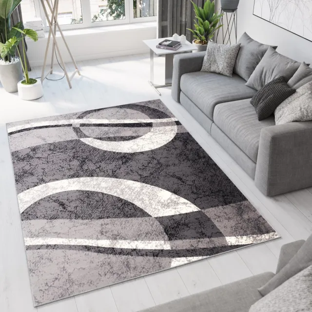 Tapiso Dream Vloerkleed Grijs Modern Cirkels Woonkamer Tapijt Maat- 140x200 Grijs Licht