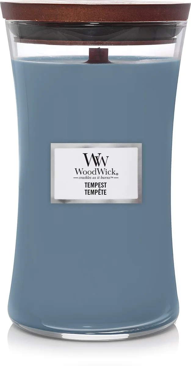 Woodwick Hourglass Large Geurkaars - Tempest - 130 branduren Blauw
