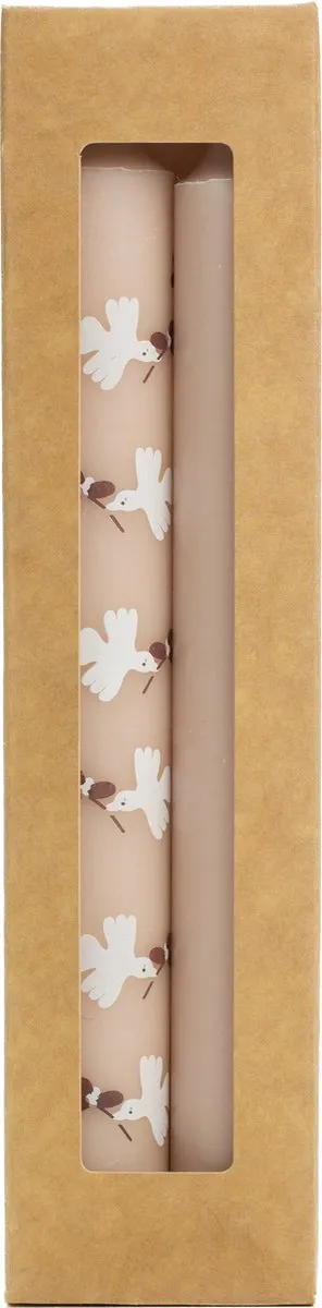 Rustik Lys Stearine dinerkaarsen 'Dove' (Skin, set van 2, 7 branduren) Creme