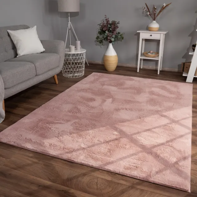 TT Home Woonkamertapijt kortpolig effen kleuren modern wasbaar 60 x 90 cm Rechthoek 60 x 90 cm Rechthoek Roze