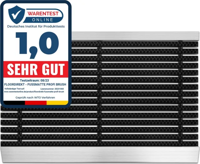 Floordirekt Borstelmat - Profi Brush - Deurmat - Aluminium-Deurmat - Robuuste Nylonborstels - UV-bestendig - Zwart - 40 x 60 cm