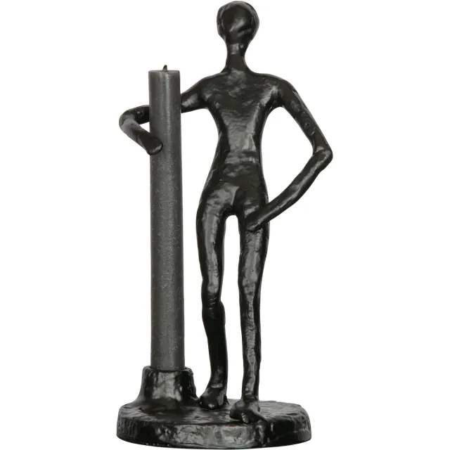 WOOOD Exclusive Mattie Kaarsenhouder - Metaal - Zwart - 26x13x12