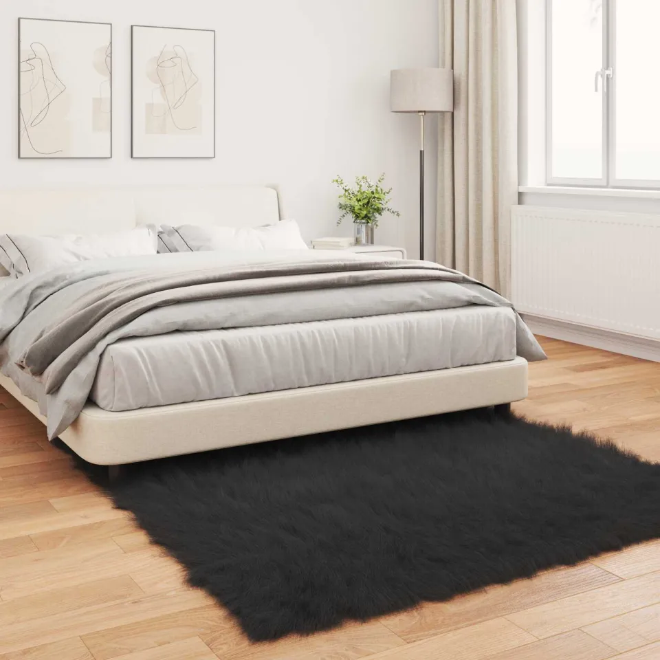 vidaXL Tapijt van imitatie TAFALLA Zwart 120 x 120 cm Polyester, foto 3