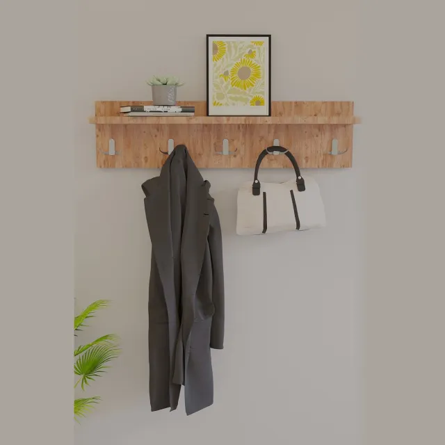 Dekorfim Kapstok| Wandkapstok | Modern Stijl Kapstok| Licht Walnoot|70 cm