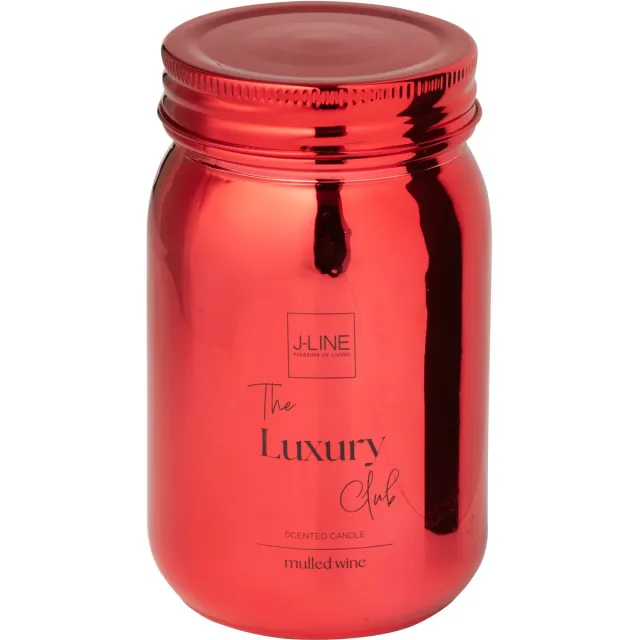 J-Line geurkaars Voorraadpot - glas - rood - 69U