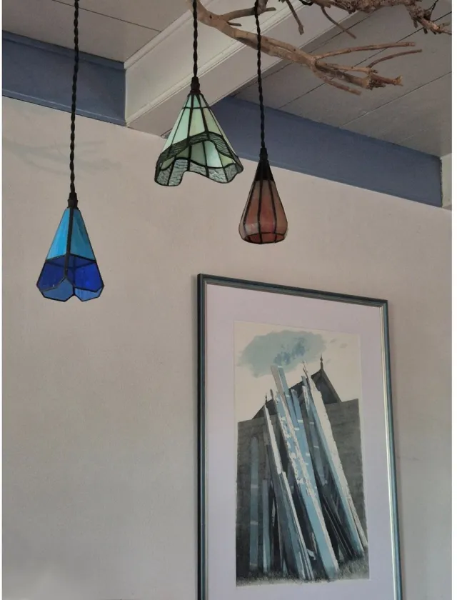Coloured by Art Creatieve Tiffany lamp aan linnen snoer Solid - Art Deco Trade Blauw