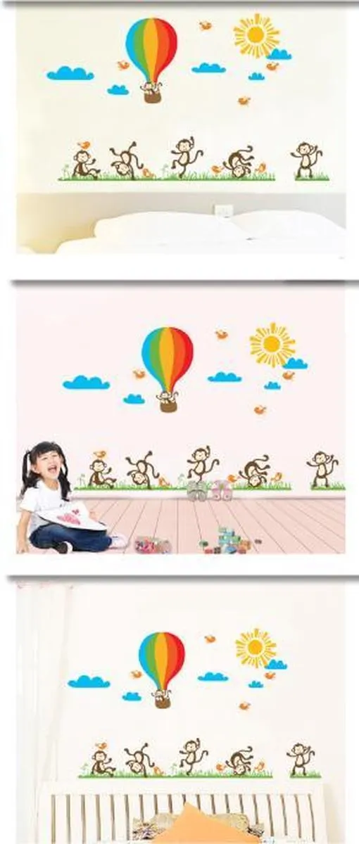 Pinehouse XL muursticker Hete Luchtballon multi