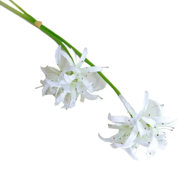 Globalgiftshop Steelbloem - kunstbloem lelie 2 bloemig 34 cm wit