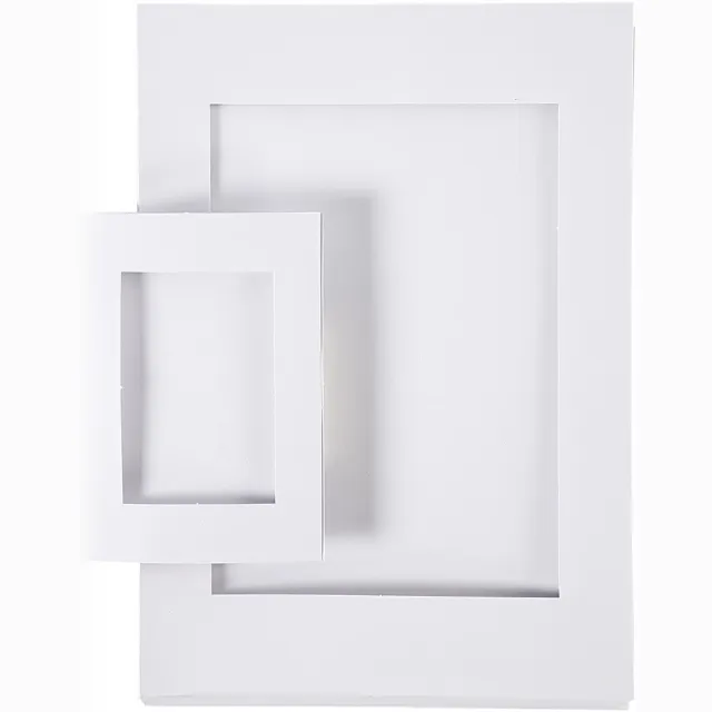 Creotime Passepartout lijsten, afm A4+A6, uitsnede: 6,5x12,5+16x21 cm, 2x60 stuks, wit