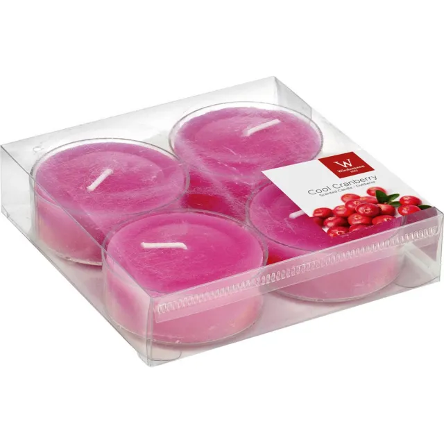 Trend Candles maxi geurtheelichtjes/waxinelichtjes - 4x - cranberry geur - 8 branduren - grote theelichtjes Roze