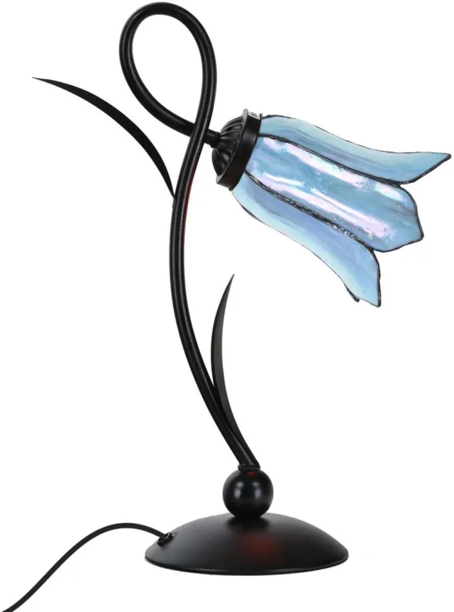 Coloured by Art Tiffany Tafellamp Lovely Gentian Blue - Art Deco Trade Lichtblauw