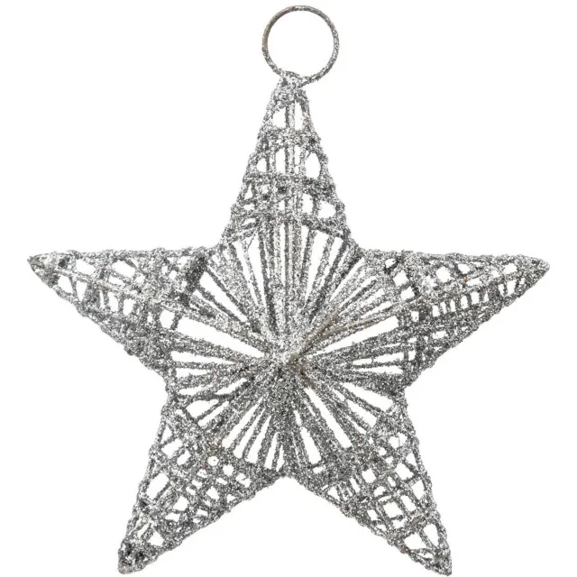 Feeric lights & Christmas Metalen kerstster met zilverkleurige lijnen, 15 cm Argent