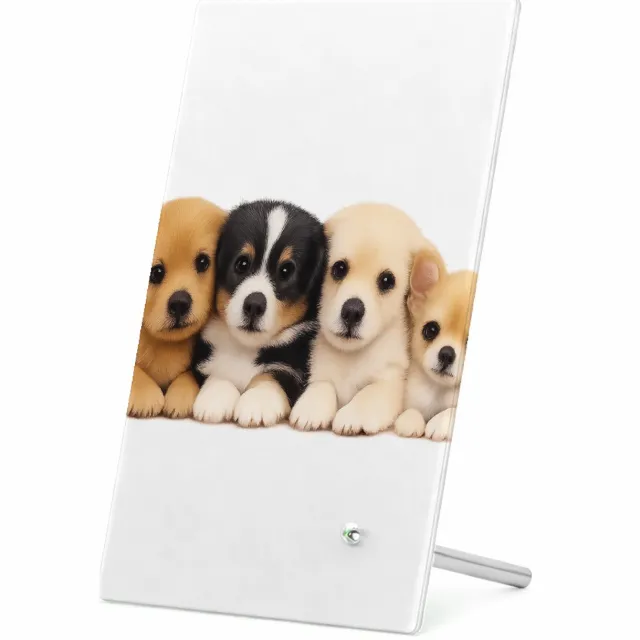 Mr Cadeautjes Glasframe 11 x 16 - design Een vrolijke, zachte dierenprint met een compacte groep jong | cadeau Wit