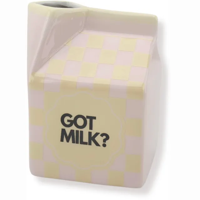 Housevitamin Bloemenvaas - Melkpak Vaas 'Got Milk' - Roze/Geel - Dolomiet - 10,5x9x13,5cm Geel/Roze