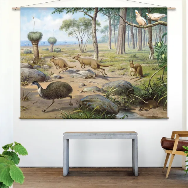 wallchart unlimited Wandkleed Uit de Australische dierenwereld van M.A. Koekkoek - XL: Landscape 175 x 130 cm groen