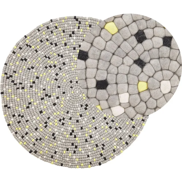 Beliani PENEK - Laagpolig vloerkleed - Lichtgrijs - 140 cm - Wol