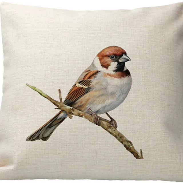 LucKim.nl Kussen - Design - Vogel - Mus - Linnen - Kleurvast - inclusief vulling multicolor