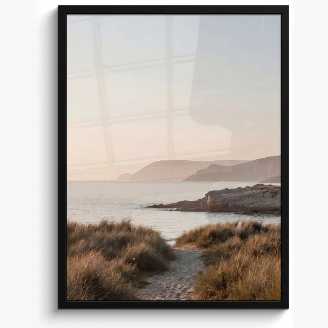 FrameYourWall Poster in lijst - Fotolijst 50x70 cm - Posters - Landschap - Kust - Duinen - Posterlijst zwart - Decoratie - Wanddecoratie woonkamer - Muurdecoratie slaapkamer