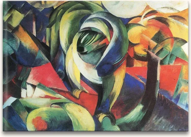 Grootmeesters ® Handgeschilderd olieverfschilderij - olieverf op canvas - Franz Marc 'De Mandrill' groen