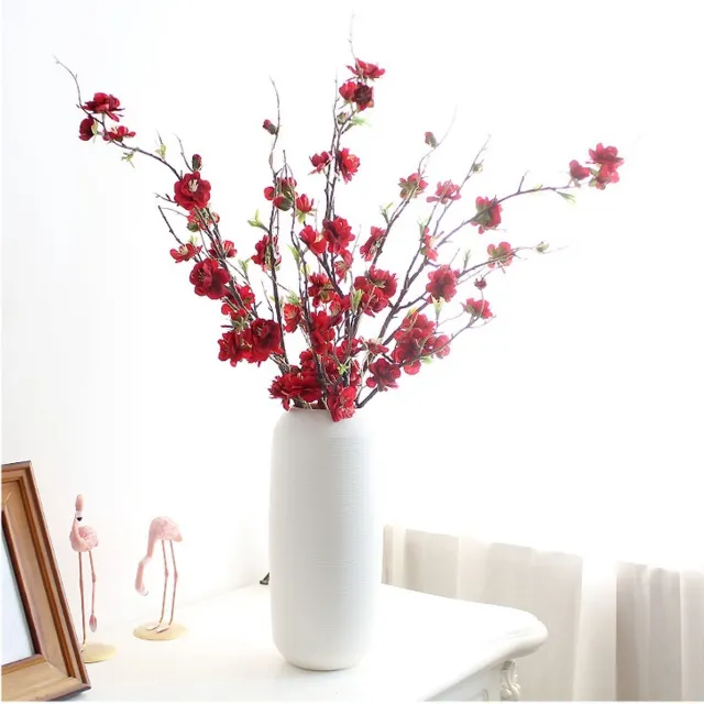 Zijden Boeket Pruim Boezem Boeket – 90cm hoog – 4 stelen - doe-het-zelf boeket – DIY – alle kunstbloemen los geleverd – Lente – multi color – Kunstbloemen - nep bloemen - nepbloemen - kunstplanten Rood