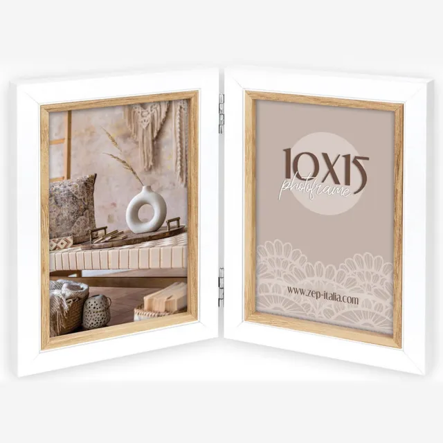 Zep Duo Houten fotolijst wit/bruin Ayas 2Q voor 2 foto's 15x20 - CV268