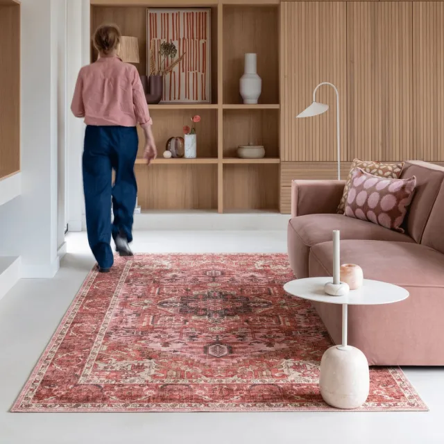 Interieur 05 Vintage vloerkleed Evora Roze/Rood - 240 x 340 cm - (XL)