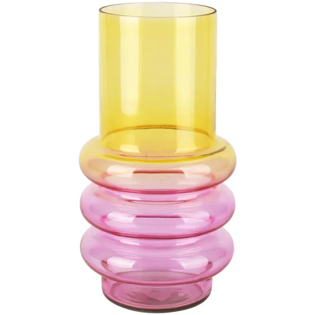 dekoratief Deco vaas 'Sweet Sunset', roze/oranje, glas, 14x10x26cm | A258373