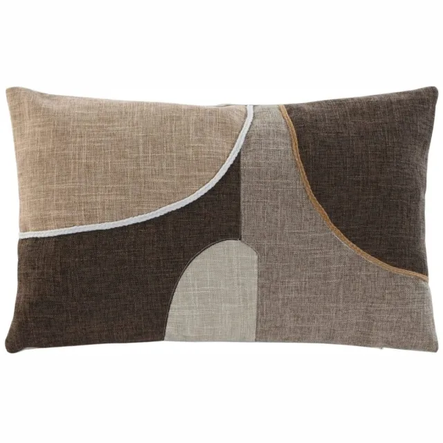 CASA DI ELTURO Sierkussen LOREA Katoen 50 x 30 cm – Bruin & Beige – Decoratief Patchwork – Inclusief Vulling