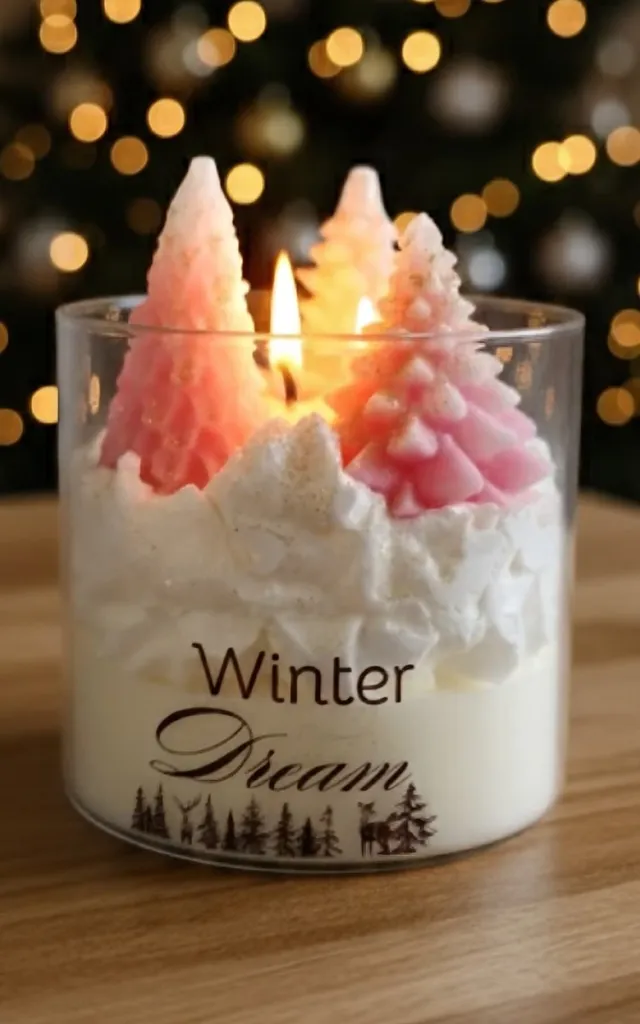 JoyDecor Winter Dream Geurkaars – Pink Edition – Appel & Kaneel – Sojawas – 380 g Roze