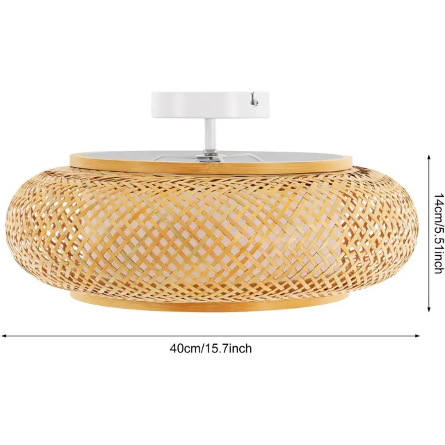 MakkelijkMooi Plafonnière - Plafondlamp - Handgeweven Bamboe Design - Warm Zacht Licht - Sfeerverlichting voor Elke Kamer Rotan Geel