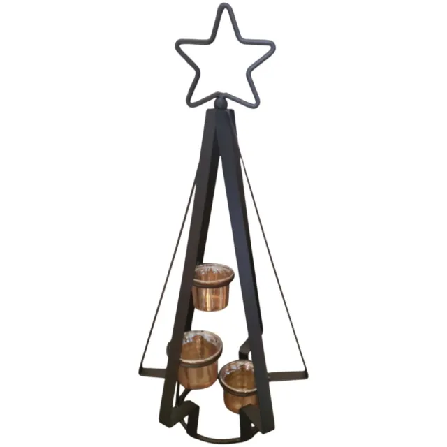 Mica Decorations kerst boom kandelaar zwart H49,5xD22,5cm