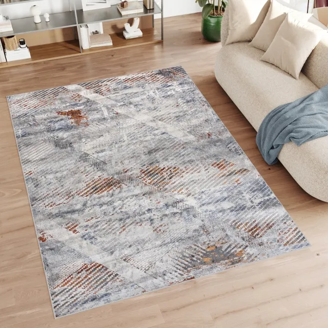 Tapiso Feyruz Vloerkleed Grijs Bruin Slaapkamer Woonkamer Tapijt Lichtgrijs Bruin