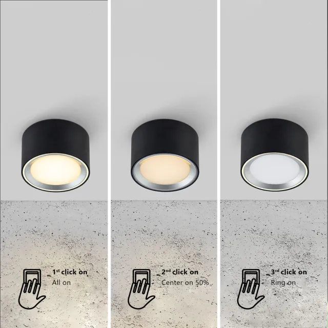 Nordlux Fallon Surface-downlight-3 step Moodmaker™ dimming-zwart/staal
