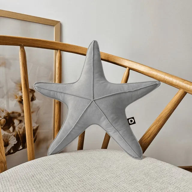 Decordruk VELVET - Decoratief Kussen - Grijs - Stervorm - Zacht Velvet