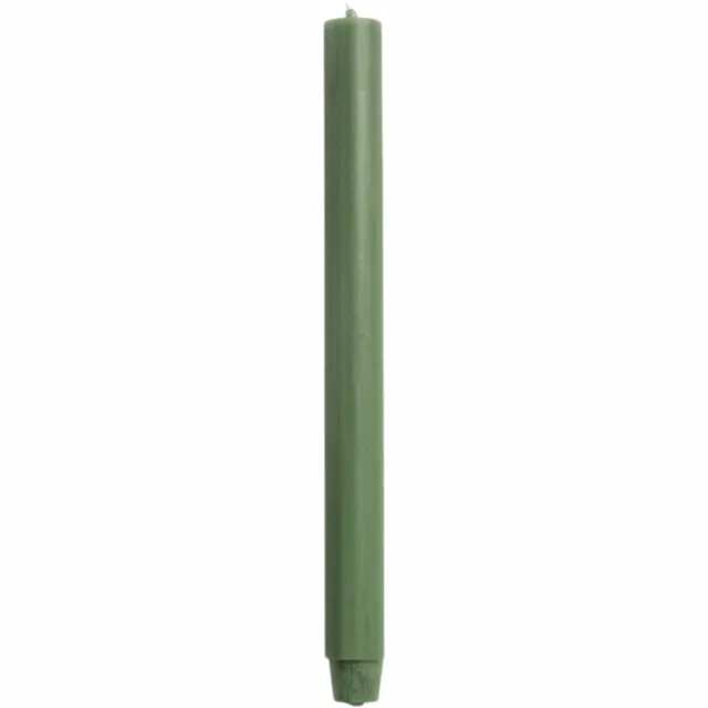 Rustik Lys Lange, dikke dinerkaars 'Vigo' (Ø 2.6cm, 20 stuks, Oliegroen)