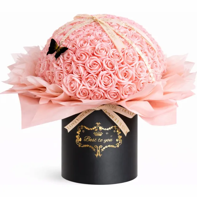 La Roselle Amsterdam Rose Rozen boeket rozenbox - 200 geurende kunstbloemen Zacht roze / blush roze