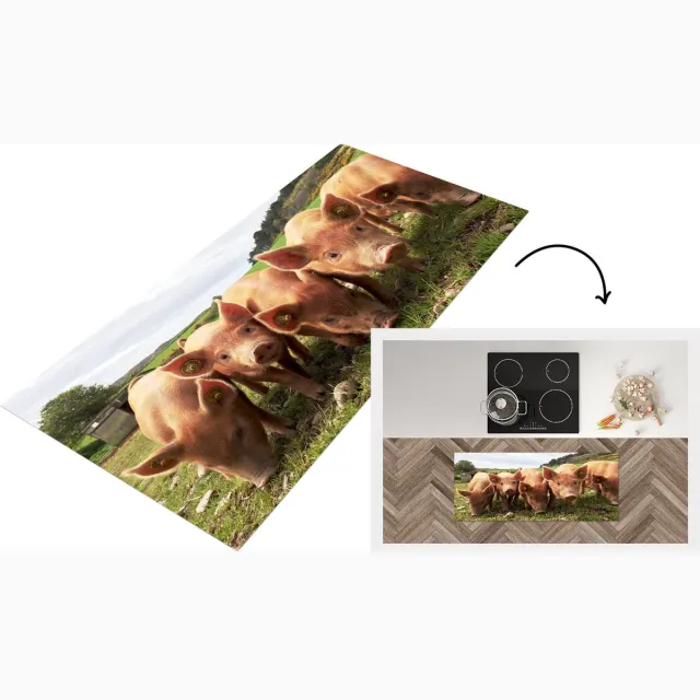 KitchenYeah Keukenloper - Loper keuken - Varkens - Big - Dieren - Keukenloper vinyl Multicolor