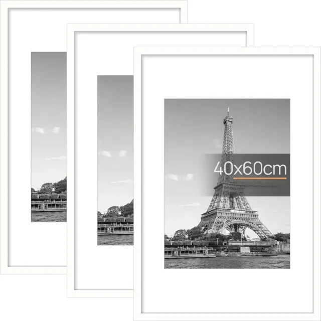 PromoHome Set van 3 Witte Fotolijsten 40x60 cm - Moderne Wanddecoratie