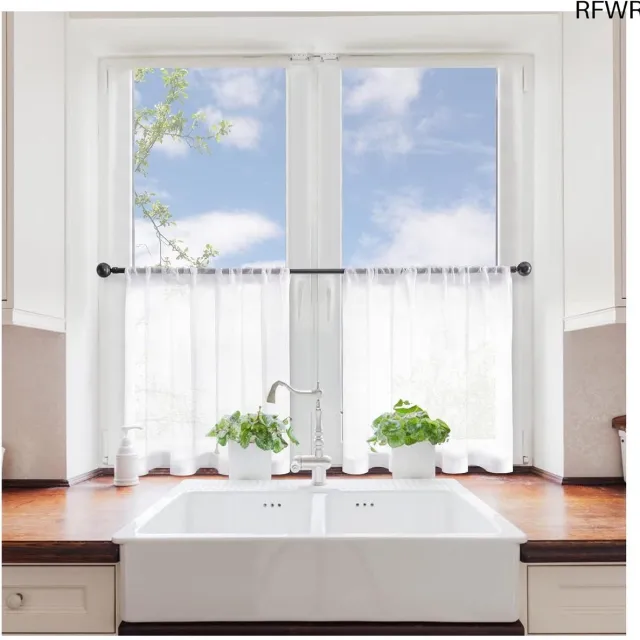 RFWR Moderne Semi-Transparante Gordijnen Set van 2 voor Woonkamer en Keuken - 45 x 120 cm Wit