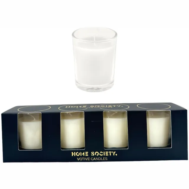 Home Society Votives – Kaarsjes – 4 stuks – Off White – 10 branduren !