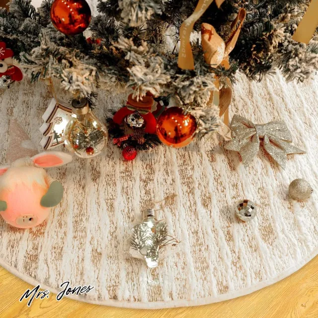 Mrs. Jones Kerstboomrok pluche imitatiebont vrolijke kerstversiering kerstboomdecoraties groot goudlangwerpige . multi-color