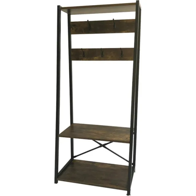 VDD Industrial Vintage Design Staande kapstok Garderobe rek industrieel Stoer met schoenenrek 136 cm hoog Zwart - Bruin