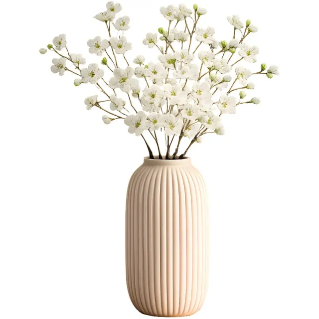 Bellatio Design Kunstbloemen appelbloesem Kyoto - 6x - 56 cm - wit - Kunst zijdebloemen - kleine witte bloemetjes