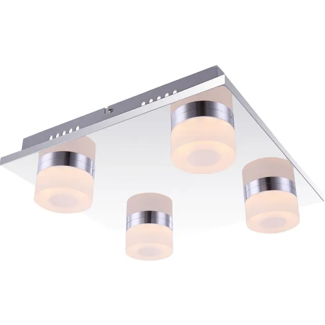 Globo 16 Watt LED plafondlamp acrylverlichting gesatineerd Globo 42504-4 zilver